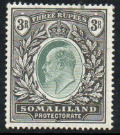 Somaliland Protectorate 1903 KEVII 3 Rupees Value, Wmk. Crown CC, Lightly Hinged Mint, SG 43 (BA2) - Somaliland (Protectorate ...-1959)