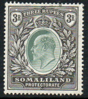 Somaliland Protectorate 1903 KEVII 3 Rupees Value, Wmk. Crown CC, Lightly Hinged Mint, SG 43 (BA2) - Somaliland (Protettorato ...-1959)