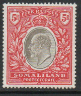 Somaliland Protectorate 1903 KEVII 5 Rupees Value, Wmk. Crown CC, Hinged Mint, SG 44 (BA2) - Somalilandia (Protectorado ...-1959)