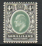 Somaliland Protectorate 1903 KEVII 4 Annas Value, Wmk. Multiple Crown CA, Lightly Hinged Mint, SG 50 (BA2) - Somaliland (Protettorato ...-1959)