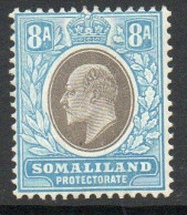 Somaliland Protectorate 1903 KEVII 8 Annas Value, Wmk. Multiple Crown CA, Lightly Hinged Mint, SG 52 (BA2) - Somaliland (Protectorate ...-1959)