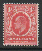 Somaliland Protectorate 1909 KEVII 1 Anna Red Value, Wmk. Multiple Crown CA, Hinged Mint, SG 59 (BA2) - Somaliland (Protectorat ...-1959)