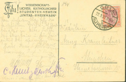 Deutsches Reich YT N°129 Seul Sur Lettre CAD Coln Klettenberg 22 5 1922 CPA Köln Unitas Rheinmark - Autres & Non Classés