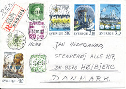 Sweden Registered Cover Sent To Denmark Hisings Backa 30-1-1989 Very Good Franked And Canceled - Storia Postale
