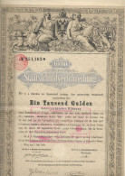 ACTION De 1896 Action STAATSFCHULDVERFCHREIBUNG 1000 Florins AUTRICHE Avec COUPONS  JOLIE GRAVURE - Banque & Assurance