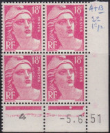 France  .  Y&T   .     887  Bloc De 4  Coin Daté       .   **     .    Neuf Avec Gomme Et SANS Charnière - 1940-1949