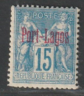 PORT LAGOS - N°3 ** (1893) 15c Bleu : Surcharge Carmin. - Ongebruikt