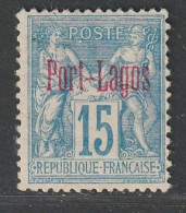 PORT LAGOS - N°3 Nsg (1893) 15c Bleu : Surcharge Carmin. - Unused Stamps