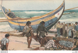 (DREY) PORTO Belle Illustration D'Alberto Sousa "PESCA Da Sardinna" 1952 Pêcheurs De Sardines Bateau "Vai Com Deus" - Porto