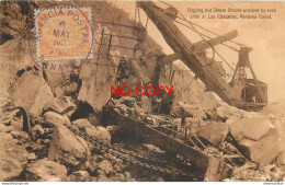 (B&P) PANAMA Canal. Digging Out Steam Shovel Wrecked By Rock Slide At Las Cascadas 1911 (manque Morceau Coin Droit)... - Panama