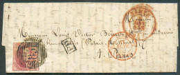 N°5 - Médaillon 40 Centimes Carmin-rose Obl. P.85 Sur Lettre De NAMUR Le 9 Janvier 1852 Vers Paris.  Très Frais.  - 1441 - 1849-1850 Medaillen (3/5)