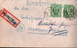 ! 10.07.1946 , AM Post Brief  MeF Nr. 31, 42 Pfennig Mehrfachfrankatur Einschreiben Aus Heide, Urspr. R-Zettel Kiel-Wik - Brieven En Documenten