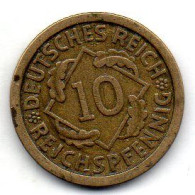 GERMANY - WEIMAR REPUBLIC, 10 Reichs Pfennig, Aluminum-Bronze, Year 1924-F, KM # 40 - 10 Rentenpfennig & 10 Reichspfennig