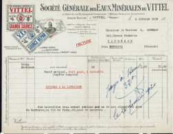 Fr. 1930. Vittel Grande Source. Source Hépar. Facture Société Générale Des Eaux Minérales De Vittel. B/TB. - Food
