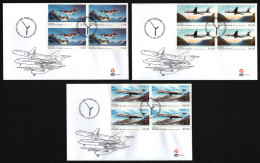 Grönland 2015 - Mi-Nr. 697-699 - 3 FDC - Viererblock - Flugzeuge / Airplanes - FDC