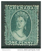 Grenada Victoria Stamp Used, One Penny Dark Green - Grenada (...-1974)