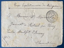 France Colonies Lettre Corps Expeditionnaire De Madagascar Dateur " 2 Tor ET Pes AUX ARMÉES 2 " 1895 Pour THOIRY - Covers & Documents