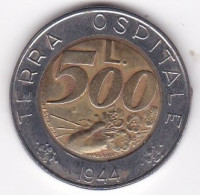 San Marino , 500 Lire 1991, Terra Ospitale 1944, Bimétallique,  KM# 269, Neuve UNC - San Marino