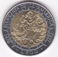 San Marino , 500 Lire1992, Découverte De L'Amérique, Bimétallique,  KM# 286, Neuve UNC - Saint-Marin
