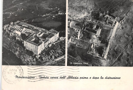 Cartolina Montecassino Veduta Aerea Del 1944 E Ricostruzione Timbro Pax 1979 (Frosinone) - Frosinone