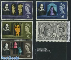 Great Britain 1964 Shakespeare 5v, Mint NH, Performance Art - Theatre - Art - Authors - Unused Stamps