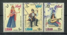 LEBANON. 1978, TRADITIONAL COSTUMES STAMPS ISSUES OF 1973 SURCHARG SET OF 3, SG #1247/48 & 1250, USED, - Lebanon