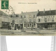 M. 28 AUNEAU. Place Du Marché Hôtel De France, Café Pâtisserie Et Maison Dagron 1921 Timbre Taxe - Auneau