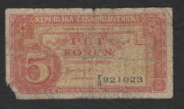 Cecoslovacchia - Banconota Circolata Da 5 Corone P-59a - 1945 #17 - Czechoslovakia