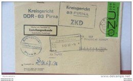 Dienst/ZKD: Orts-ZU-Brief Mit 65 Pf  ZU-Marke Gewöhnl.Papier Mit KSt."Kreisgericht 83 PIRNA" Vom 2.10.67 Knr: E 2x - Covers & Documents
