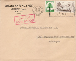 LEBANON 1955 AIRMAIL  LETTER SENT FROM BEYRUTH TO WALDERSHOF - Lebanon