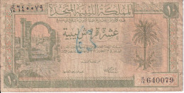 BILLETE DE LIBIA DE 10 PIASTRES DEL AÑO 1951 (BANKNOTE) - Libië