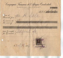 TB 4453 - 1926 - Timbre Fiscal,SIERRA LEONE,Postage & Revenue 2d, Sur Reçu De La Cie Française De L'Afrique Occidentale - Sierra Leone (...-1960)