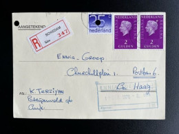 NETHERLANDS 1975 REGISTERED POSTCARD SCHIEDAM TO 'S GRAVENHAGE 07-11-1975 NEDERLAND AANGETEKEND - Cartas & Documentos