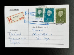 NETHERLANDS 1976 REGISTERED POSTCARD UTRECHT TO 'S GRAVENHAGE 10-05-1976 NEDERLAND AANGETEKEND - Cartas & Documentos