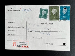 NETHERLANDS 1976 REGISTERED POSTCARD AMSTERDAM OOSTERDOKSKADE TO 'S GRAVENHAGE 27-12-1976 NEDERLAND AANGETEKEND - Covers & Documents