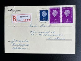 NETHERLANDS 1977 REGISTERED POSTCARD SCHIEDAM TO EINDHOVEN NEDERLAND AANGETEKEND - Brieven En Documenten