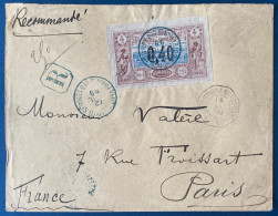 France Colonies Cotes Des Somalis Lettre Recommandée De Djibouti 12 JUIL 1899 Avec N° 22 Pour PARIS SUPERBE - Briefe U. Dokumente