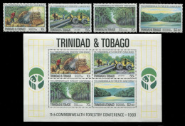 Trinidad & Tobago 1980 - Mi-Nr. 420-423 & Block 32 ** - MNH - Wald / Forest - Trinité & Tobago (1962-...)