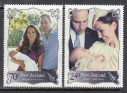 2014 New Zealand Royal Visit William & Kate SILVER Complete Set Of 2 MNH - Nuevos