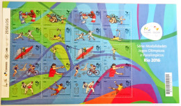 2015 - BRESIL - Feuillet Timbres RIO Jeux Olympiques 2016 - MNH ** - Boxe Judo Football Golf Tennis Table Handball EGT - Sommer 2016: Rio De Janeiro