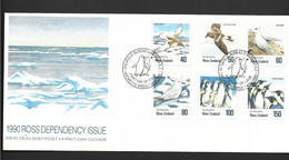 Ross Dependency New Zealand 1990 Antarctic Birds Set Of 6 On FDC Official Unaddressed - FDC