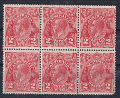 AUSTRALIA 1931/36  KGV  2P  BLOCK Of  6 INVERTED WMK  MNH - Neufs