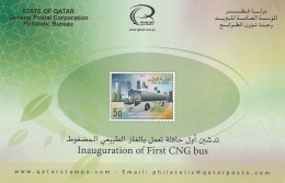 First CNG Bus QATAR 2013, Road Public Transport, Clean Energy, Motor Vehicle, Environment - New Issue Bulletin Brochure - Busses