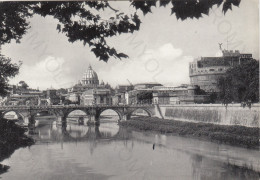 CARTOLINA  ROMA,LAZIO-S.PIETRO E CASTEL SANT'ANGELO DAL TEVERE-STORIA,MEMORIA,CULTURA,BELLA ITALIA,NON VIAGGIATA - Castel Sant'Angelo