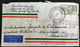 MEXICO 1950's Ptg 50c AIR POSTAL STATIONERY Envelope W/ Horiz. Bars As Pictured, PAR AVION & Plane, Circ., Rare - Mexico