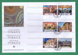 UNITED NATIONS / UNO / UN 2023 - TURKEY UNESCO WORLD HERITAGE SITES 6v FDC - Mosque, Mosques, Ephesus, Nemrud, Park - Islam