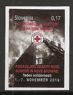 SLOVENIA 2018,RED CROSS,SOLIDARITY  WEEK,FIRE,HOUSE,SMOKE,HELP,ADHESIV,SELBSTICK,MNH - Sapeurs-Pompiers