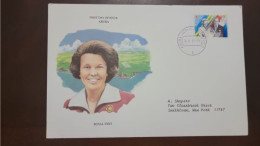 P) 1987 ARUBA, ROYAL VISIT, QUEEN BEATRIX AND PRINCE CLAUS, CIRCULATED TO NEW YORK, FDC, FX - America (Other)