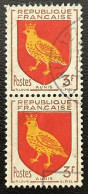 FRA1004Ux2v2 - Armoiries De Provinces (VII) - Aunis - Pair Of 3 F Used Stamps - 1954 - France YT 1004 - 1941-66 Wappen