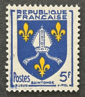 FRA1005MNH2 - Armoiries De Provinces (VII) - Saintonge - 5 F MNH Stamp W/o Gum - 1954 - France YT 1005 - 1941-66 Coat Of Arms And Heraldry